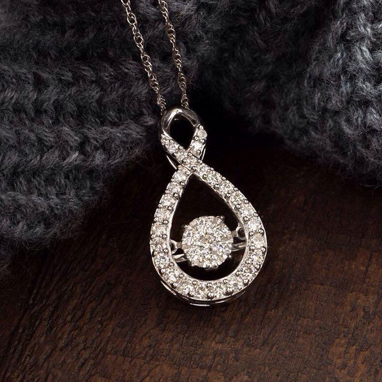 Created White Sapphire Round Cut Pendant Necklace For Women Belovegrace