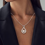 Created White Sapphire Round Cut Pendant Necklace For Women Belovegrace