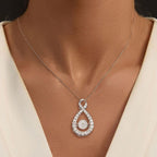 Created White Sapphire Round Cut Pendant Necklace For Women Belovegrace