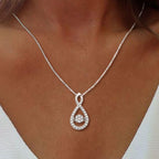 Created White Sapphire Round Cut Pendant Necklace For Women Belovegrace