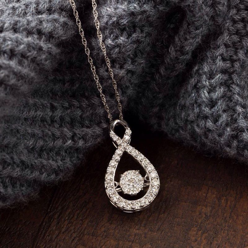 Created White Sapphire Round Cut Pendant Necklace For Women Belovegrace