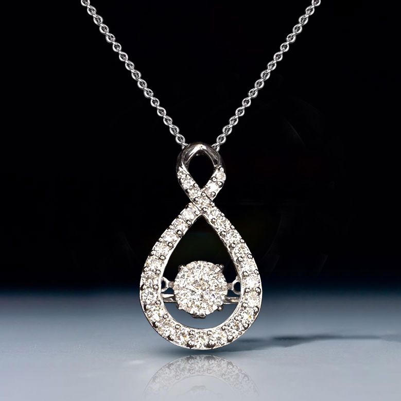Created White Sapphire Round Cut Pendant Necklace For Women Belovegrace