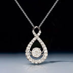 Created White Sapphire Round Cut Pendant Necklace For Women Belovegrace