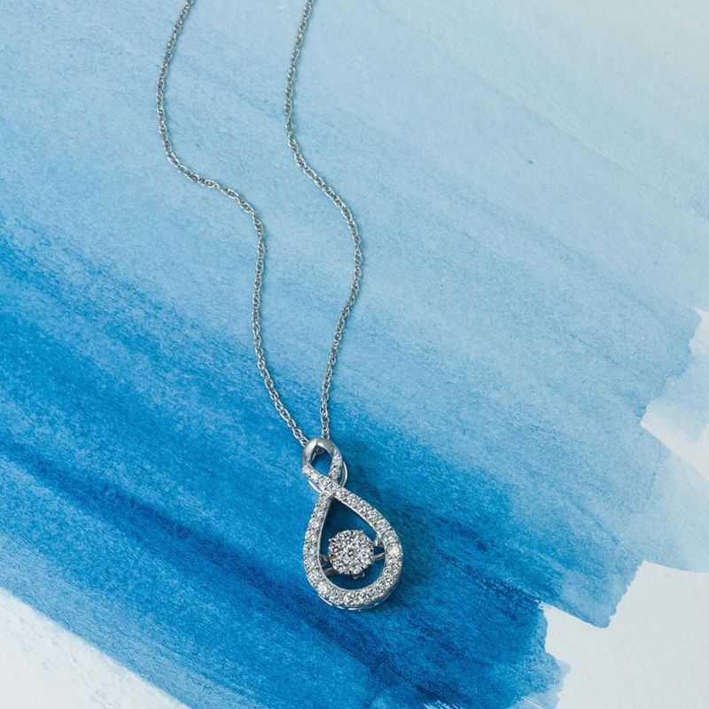 Created White Sapphire Round Cut Pendant Necklace For Women Belovegrace