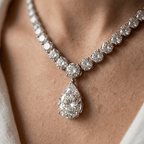 Classic Pear & Round Cut White Sapphire Pendant Necklace For Women