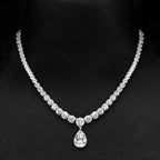 Classic Pear & Round Cut White Sapphire Pendant Necklace For Women Belovegrace