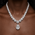 Classic Pear & Round Cut White Sapphire Pendant Necklace For Women