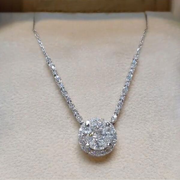 Classy Marquise & Round Cut Pendant Necklace For Women Belovegrace