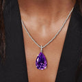 Pear Cut Amethyst Sapphire Pendant Necklace For Women Belovegrace