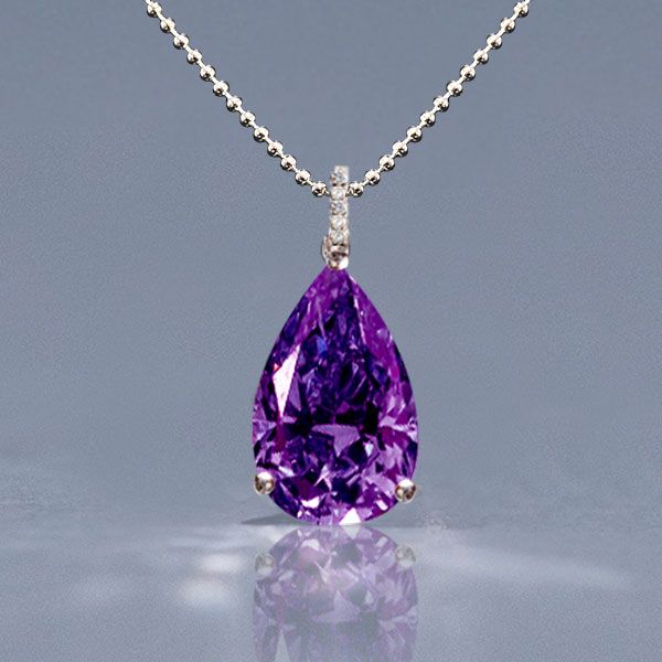 Pear Cut Amethyst Sapphire Pendant Necklace For Women Belovegrace
