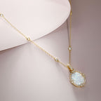 Golden Oval Cut Opal Pendant Necklace For Women Belovegrace