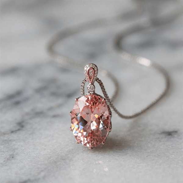 Brilliant Oval Cut Pink Sapphire Pendant Necklace For Women