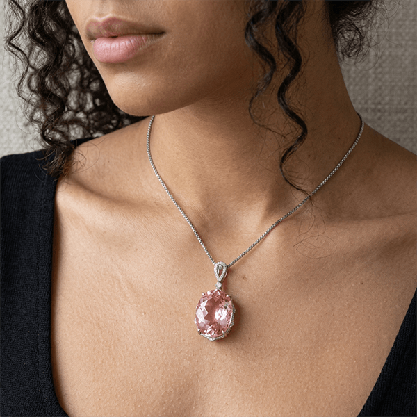 Brilliant Oval Cut Pink Sapphire Pendant Necklace For Women