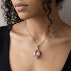 Brilliant Oval Cut Pink Sapphire Pendant Necklace For Women