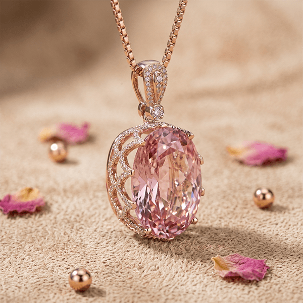 Brilliant Oval Cut Pink Sapphire Pendant Necklace For Women
