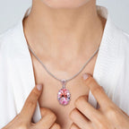 Brilliant Oval Cut Pink Sapphire Pendant Necklace For Women Belovegrace