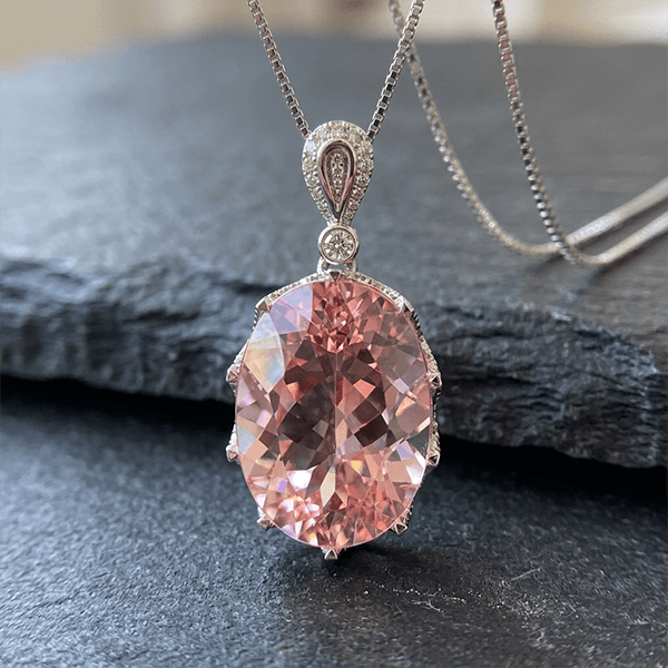 Brilliant Oval Cut Pink Sapphire Pendant Necklace For Women