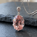 Brilliant Oval Cut Pink Sapphire Pendant Necklace For Women