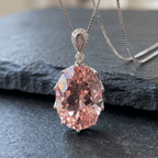 Brilliant Oval Cut Pink Sapphire Pendant Necklace For Women