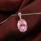 Brilliant Oval Cut Pink Sapphire Pendant Necklace For Women Belovegrace