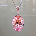 Brilliant Oval Cut Pink Sapphire Pendant Necklace For Women Belovegrace