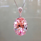 Brilliant Oval Cut Pink Sapphire Pendant Necklace For Women Belovegrace
