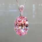 Brilliant Oval Cut Pink Sapphire Pendant Necklace For Women Belovegrace