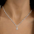 Pear & Marquise Cut White Sapphire Pendant Necklace For Women Belovegrace
