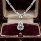 Classic Pear & Marquise Cut White Sapphire Pendant Necklace For Women