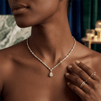 Classic Pear & Marquise Cut White Sapphire Pendant Necklace For Women