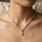 Classic Pear & Marquise Cut White Sapphire Pendant Necklace For Women