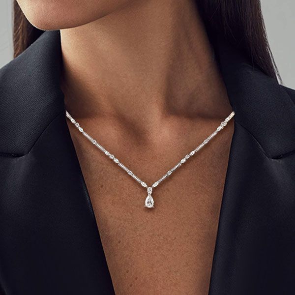Pear & Marquise Cut White Sapphire Pendant Necklace For Women Belovegrace