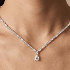 Classic Pear & Marquise Cut White Sapphire Pendant Necklace For Women