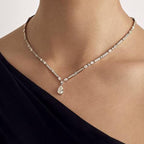 Pear & Marquise Cut White Sapphire Pendant Necklace For Women Belovegrace