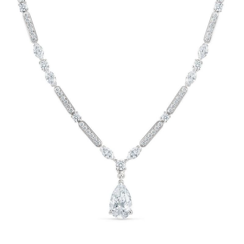 Pear & Marquise Cut White Sapphire Pendant Necklace For Women Belovegrace