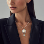Vintage Milgrain Wreath Design Oval Cut Opal Pendant Necklace For Women Belovegrace