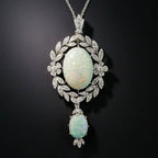 Vintage Milgrain Wreath Design Oval Cut Opal Pendant Necklace For Women Belovegrace