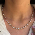 Classic Golden Round & Marquise Cut White Sapphire Tennis Necklace Wedding Necklace For Women Belovegrace