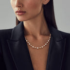 Classic Golden Round & Marquise Cut White Sapphire Tennis Necklace Wedding Necklace For Women Belovegrace