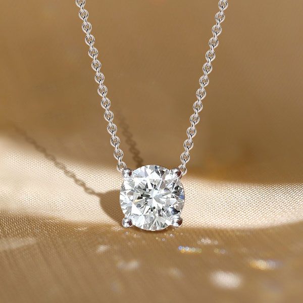 Classy Round Cut White Sapphire Pendant Necklace For Women Belovegrace