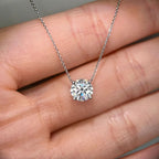 Classy Round Cut White Sapphire Pendant Necklace For Women Belovegrace