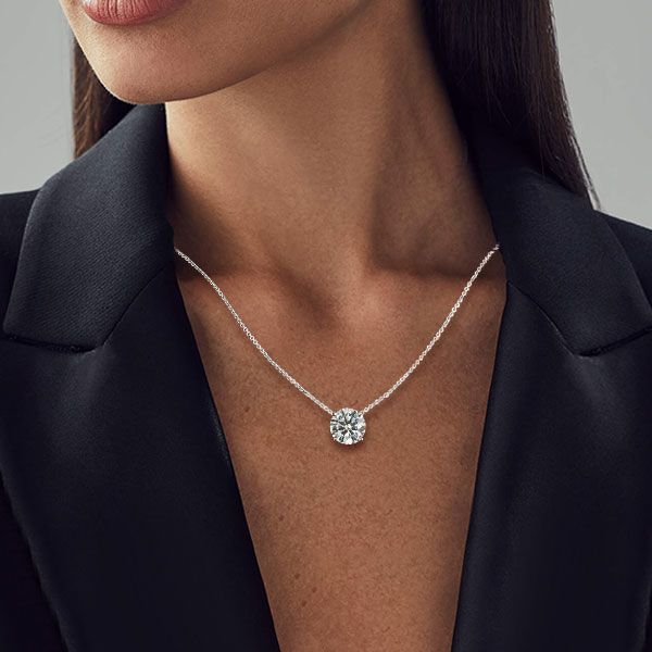 Classy Round Cut White Sapphire Pendant Necklace For Women Belovegrace