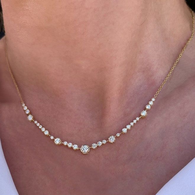 Golden Round Cut White Sapphire Pendant Necklace For Women Belovegrace