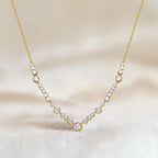 Golden Round Cut White Sapphire Pendant Necklace For Women Belovegrace