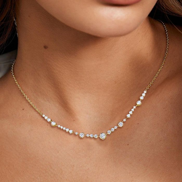 Golden Round Cut White Sapphire Pendant Necklace For Women Belovegrace