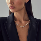 Golden Round Cut White Sapphire Pendant Necklace For Women Belovegrace