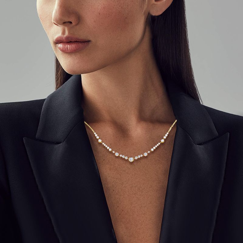 Golden Round Cut White Sapphire Pendant Necklace For Women Belovegrace