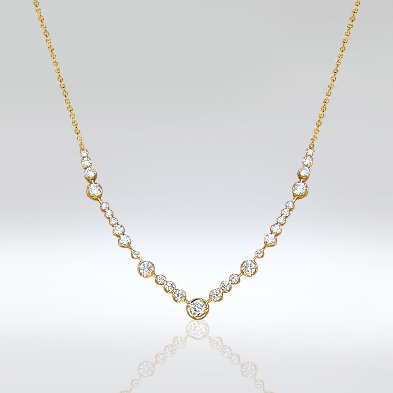 Golden Round Cut White Sapphire Pendant Necklace For Women Belovegrace