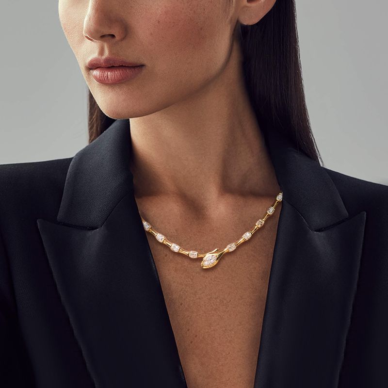 Golden Serpent designs Pear Cut White Sapphire Luxury Jewelry Wedding Necklace For Women Belovegrace
