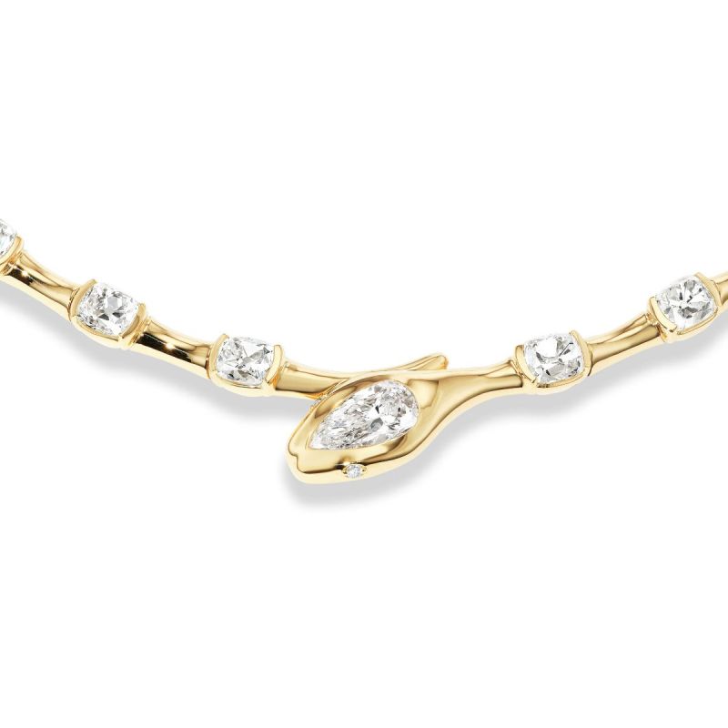 Golden Serpent designs Pear Cut White Sapphire Luxury Jewelry Wedding Necklace For Women Belovegrace